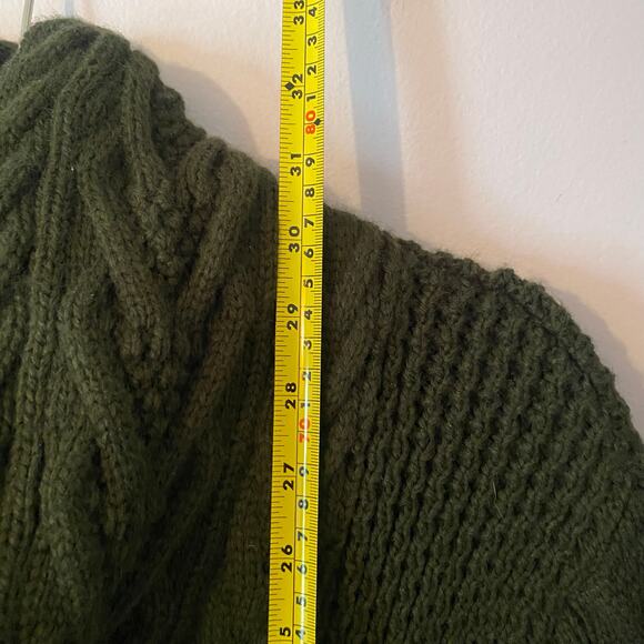 Leif Nelson Cardigan with Stand-Up Collar Forest Green Fisherman Irish Large - Picture 9 of 10